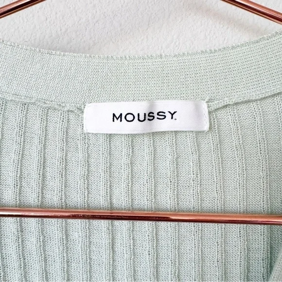 MOUSSY Mint Green Ribbed Duster Cardigan